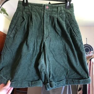 Army green corduroy shorts